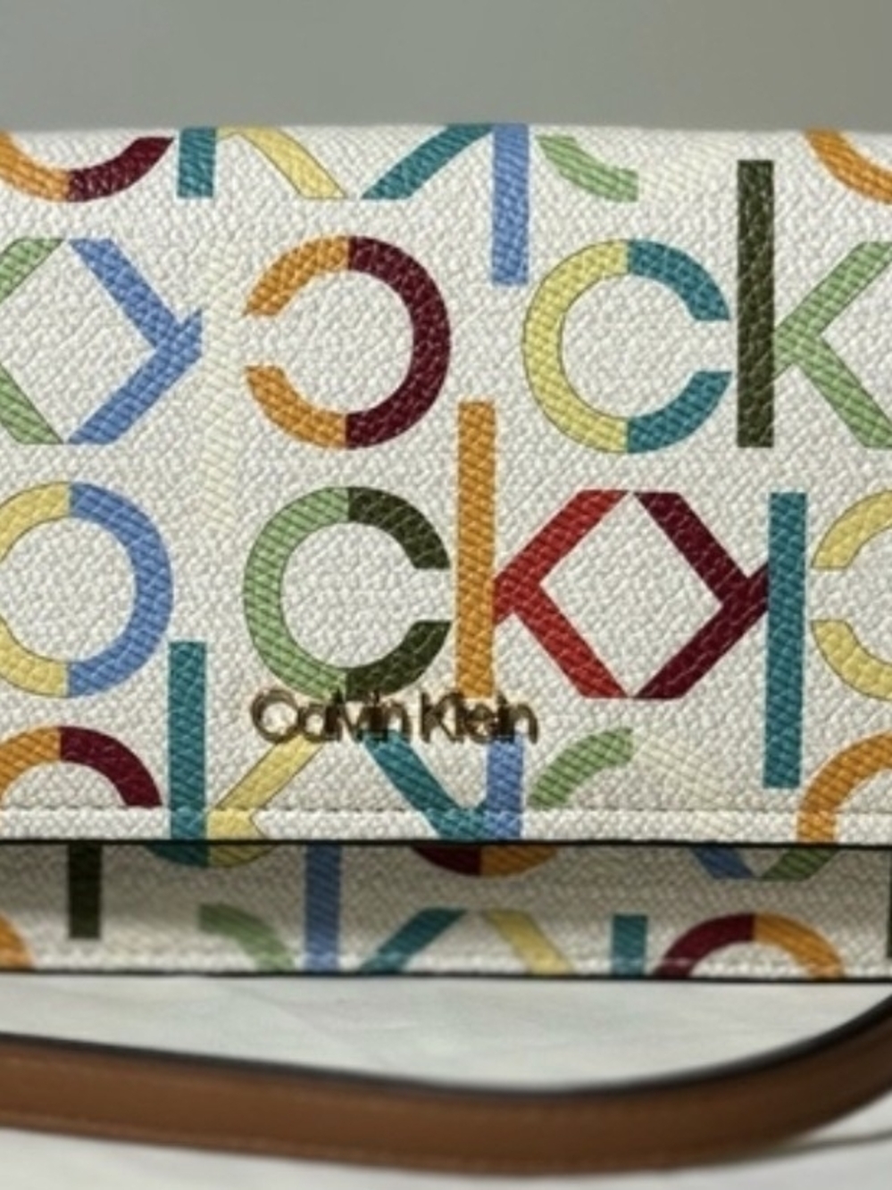 Calvin Klein Multicolor Logo Print Crossbody Bag on White